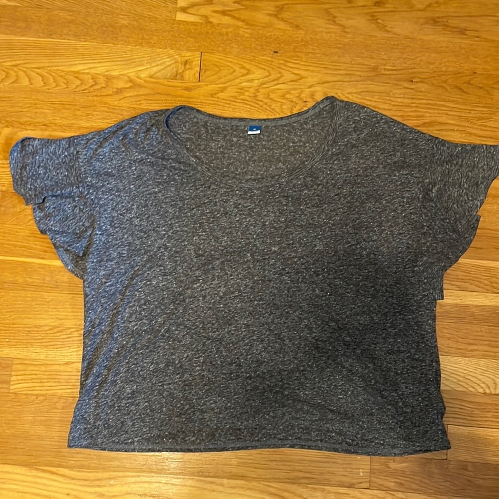 Old Navy Womens XL Gray Blouse Frill Sleeves